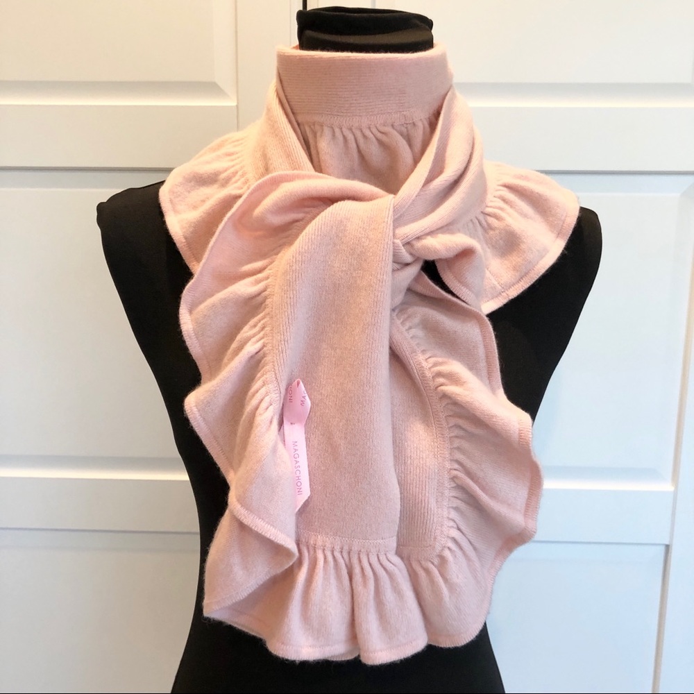 Magaschoni Soft Pink Cashmere Ruffle Scarf